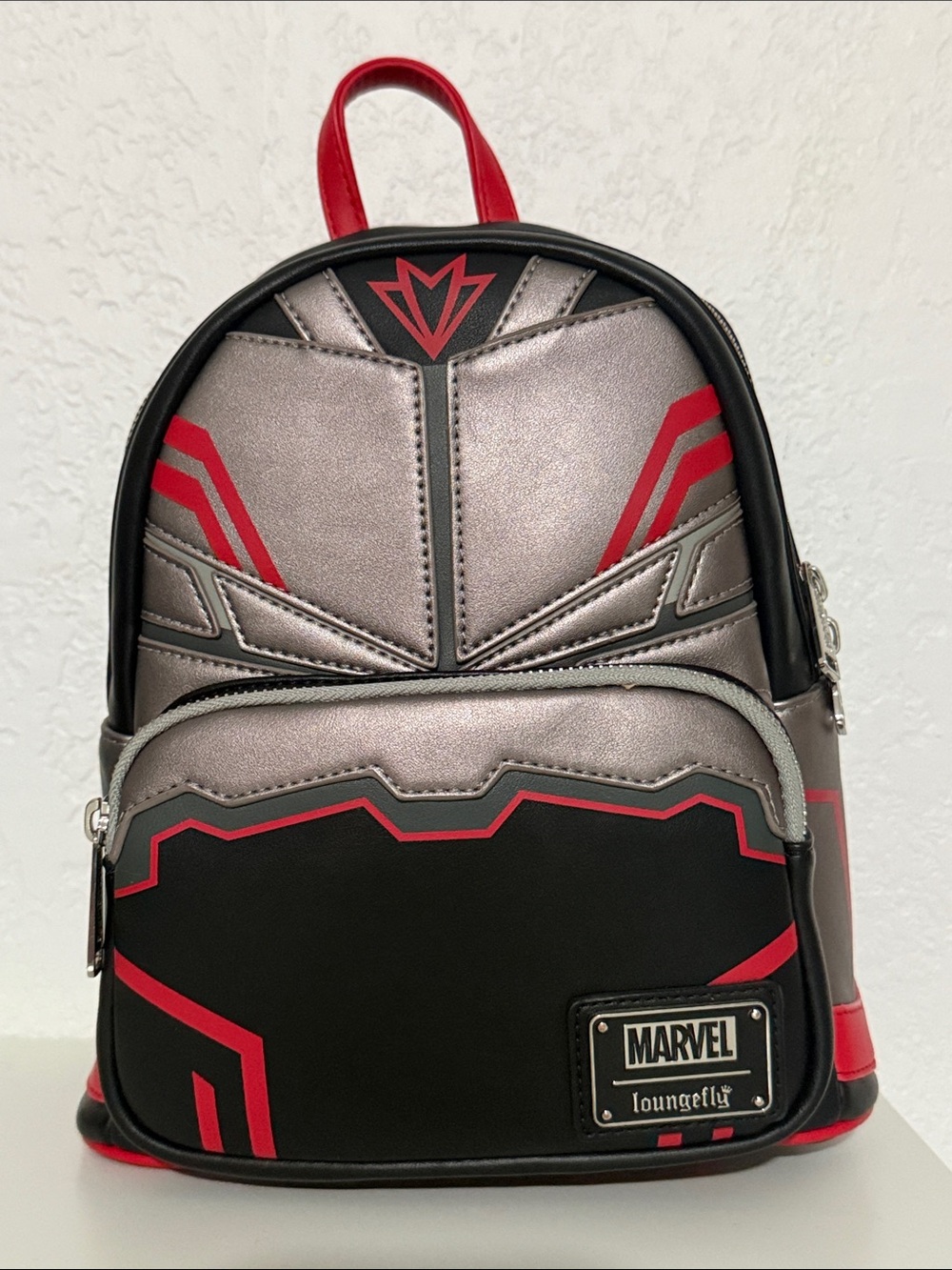 Loungefly Metallic Silver & Red Marvel Mini Backpack